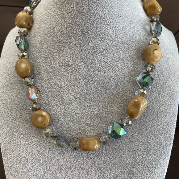 Donna Dresser Jewelry - Signed Donna Dressler 925 Necklace AURORA BOREALIS Crystal and Stone Necklace